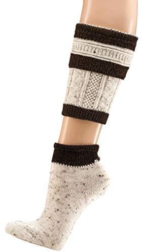 krautwear Herren Trachtenstrümpfe Trachtensocken Loferl 2tlg (Wadenwärmer + Socken) Tweedgarn