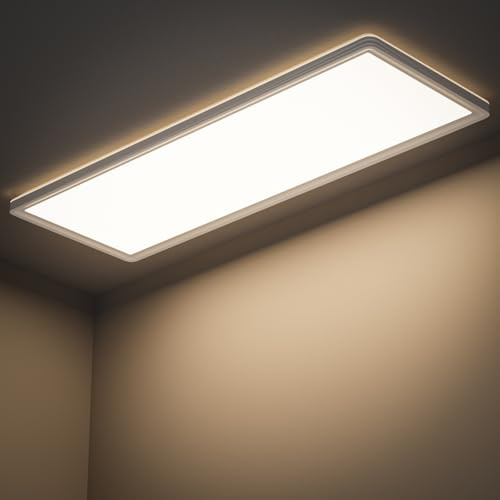 LuJasi Deckenlampe LED Deckenleuchte, 24W 2400LM LED Panel Flach 58x20x2.47cm (LxBxH) Rechteckige Neutralweiß 4000K für Schlafzimmer Wohnzimmer Küche