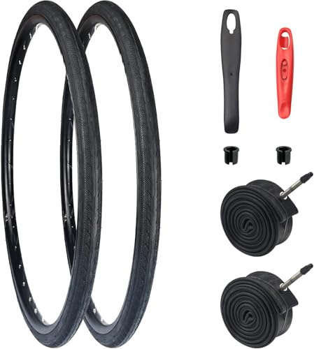 ZUKKA 2er-Pack 700C Fahrradreifen 700x32C Mantel 32-622 Plus 2er-Pack 700C Schlauch 700x32C FV48mm kompatibel Rennrad Reifen und schlauche