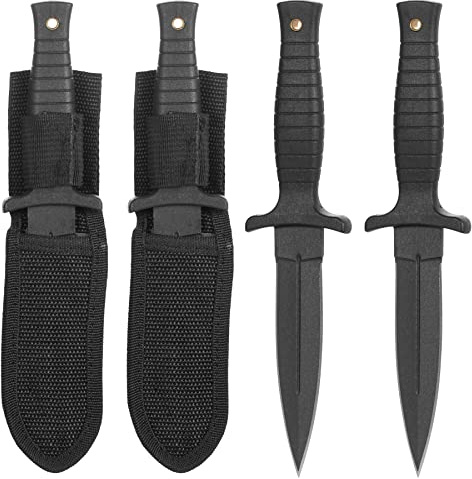 KOSxBO 2er SET Knife Dolch Outdoor Messer in Schwarz Gesamtlänge 23cm perfekt als Survival Messer feststehende Klinge Bushcraft incl. Holster