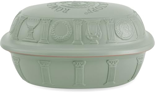 Römertopf Bräter 40 Jahre JUBILÄUM Grün für 6 Personen - 3,5 Liter Schmortopf mit Deckel aus Keramik - Zum Schmoren, Braten und Dampfgaren - Backofengeeignet