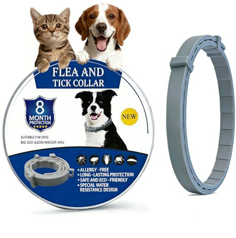 Zeckenhalsband für Hunde und Katzen,Flohhalsband Hunde Wasserdicht und Verstellbar,100% Natürliche Inhaltsstoffe,Bis zu 8 Monate Schutz Gegen Zecken und Flöhe Natürlichen Inhaltsstoffen
