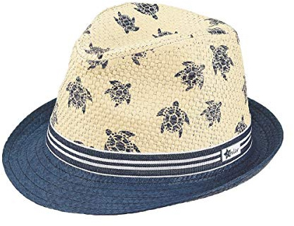 Sterntaler Strohhut Schildkröte - klassischer Sonnenhut mit allover Schilkröten Print - UV-Schutz 50+ Sommerhut - Jungen Strandkappe - Baby und Kinder Kopfbedeckung - sand, Größe 51