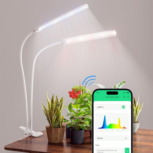 BBSolar Smart Pflanzenlampen LED Vollspektrum Pflanzenlicht 2 Köpfe, 138 leds Pflanzenleuchte 2500lm mit Zeitplan, Fernzugriff, Dimmbar Wachstumslampe für Innenpflanzen, Zimmerpflanzen