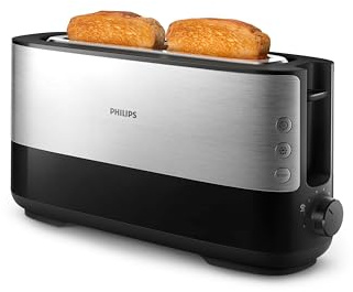Philips Langschlitztoaster, Edelstahl, Schwarz