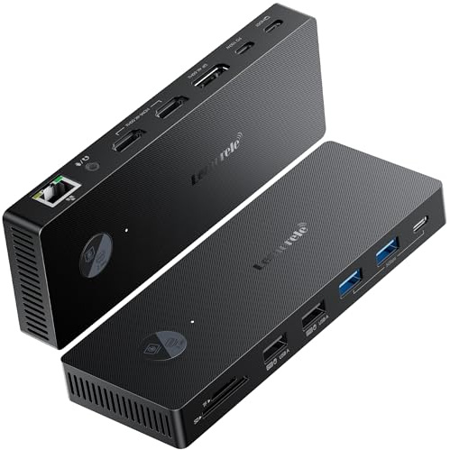 Lemorele USB C Docking Station Dual Monitor,Triple Display USBC Dock, 13 in 1 Laptop Dockingstation mit 2 * 4K HDMI,DP/Displayport,4*USB, USB-C 3.0,PD 100W,SD/TF,Audio/Mic für Dell HP Lenovo etc