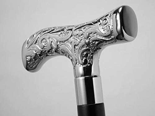 Deluxe-Gehstock aus antikem Messing, schöner Messinggriff, silberfarbener Griff, für Damen und Herren