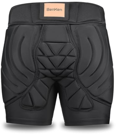 BenKen Ski-Schutzhose, gepolsterte Hose, für Damen und Herren, 3D-Schutz, Hüft-Gesäßschutz, atmungsaktiv, stoßfest, für Snowboarden, Skaten, Padded Short Pants, Größe S