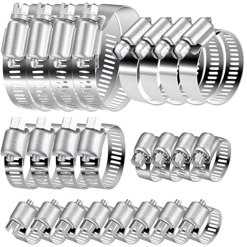 20 Stk Schlauchschellen Set, Einstellbare 6–51 mm Rohrschellen Edelstahl 304, Schlauchbinder Schlauchklemme Schraubzwingen für Haus Rohr Pool Waschmaschine Garten