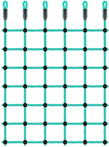 BeneLabel Kletternetz Kinder, 196 x 125cm Klettergerüst Netz Kinderzimmer Netz Nylonseil Leiter Spielturm Sicherheitsnetz für Kletterwand/Schaukelsetz/Baumhaus/Hindernisparcours, Grün