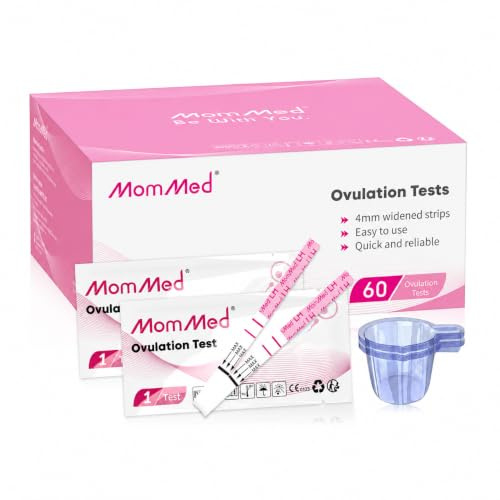 MOMMED Ovulationstest Streifen,60 praktische Ovulation Teststäbchen mit 60 Urin Tassen - Schneller Fruchtbarkeitstest für Frauen - Ovulationstest Streifen 25 mIU/ml