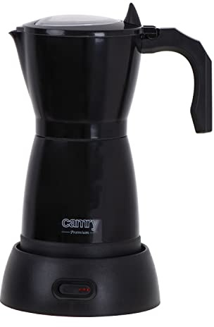 CAMRY - Elektrische Kaffeemaschine Schwarz 300 ml - Espressokocher für 6 Espresso-Tassen - Kleiner Camping-Kaffeeautomat - Reise-Kaffeemaschine - Druck-Kaffeemaschine - 360° drehbarer Standfuß