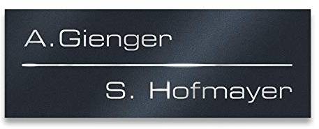 Metzler® Briefkastenschild aus V2A Edelstahl 85 x 30 mm, pulverbeschichtet Anthrazit RAL7016 matt, witterungsbeständig, lasergraviert, selbstklebend oder mit Bohrungen, langlebig, korrosionsbeständig,