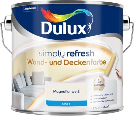 Dulux Simply Refresh Wand- und Deckenfarbe - Magnolienweiß - 2,5 Liter - Erfrischende, langlebige Innenfarbe für ein schönes Zuhause