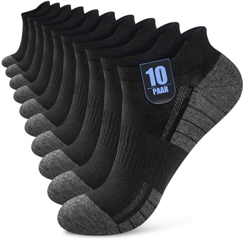 Effeet Sneaker Socken Herren Damen 10/20 Paar – Atmungsaktive Sportsocken | 80% Baumwolle, Atmungsaktiv, Schweißableitend, Langlebig, Fußunterstützung, OEKO-TEX 100, Ideal Für Alltag, Fitness