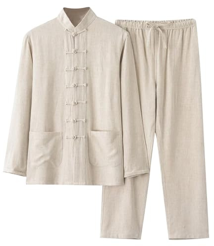 Generisch Herren Baumwolle Anzug Sommer Chinesischer Stil Traditionelle Kampfkunst Kung Fu Und Tai Chi Uniform Wushu Klassisch Tangzhuang Langärmelig Hemd Hose Unisex Training Freizeit Kleidung
