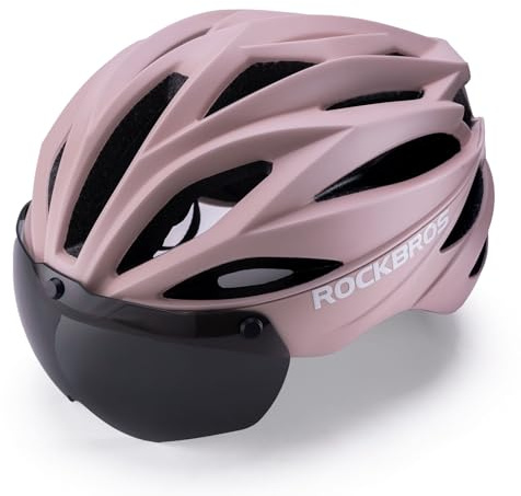 ROCKBROS Fahrradhelm Erwachsene mit Visier Magnetische Abnehmbarer, MTB Helm Atmungsaktiv Radhelm Rennradhelm Einstellbare für Damen und Herren, 58-62cm