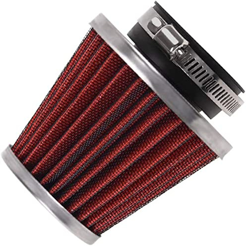 evermotor Universal Motorrad-Luftfilter 52mm 53mm 54mm, Rot | Doppelschicht Sportluftfilter, für Motorrad Roller ATV Moped Dirtbike