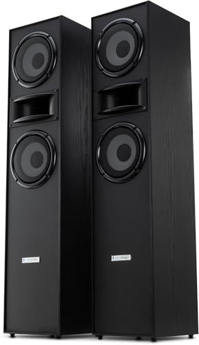 McGrey HTS-65320 BK Paar 3-Wege HiFi Standlautsprecher Paar - 160W RMS - 2 x 6,5 Mittel-, Tieftöner - 1 Hochtöner - Bassreflex-Konstruktion - Maserung in Holzoptik - schwarz