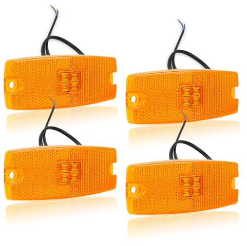 Qiping 4 Pack Begrenzungsleuchte Orange 12V 24V LED Umrissleuchte Gelb Bernstein Positionsleuchte mit E-Prüfzeichen für LKW, Pkw-Anhänger, Wohnwagen, Kfz, Traktor