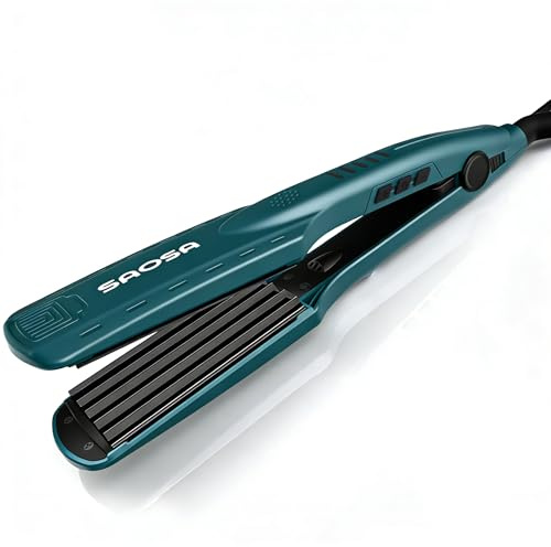 SAOSA Kreppeisen Keramik Hair Crimper | Schnellaufheizung | 5 Temperaturstufen 150-230°C | Keramikbeschichtung für Volumen Wellen Haar | Mit Hitzeschutzhandschuh