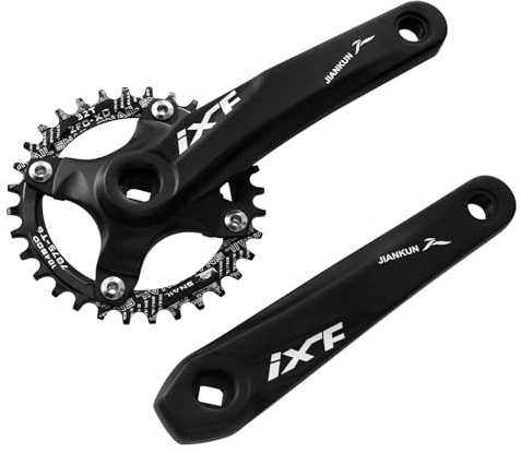 ZTZ Mountainbike 170 mm Vierkant-Kurbelgarnitur mit 104 BCD 32/34/36/38T Kettenblatt, MTB-Kurbel aus Aluminiumlegierung, rundes Kettenblatt und Kurbel, passend für Shimano, SRAM, FSA (32T, Schwarz)
