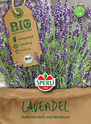Sperli BIO Lavendelsamen 84186 - duftendes Heil- und Würzkraut - Inhalt für 80 Pflanzen - Wuchshöhe 40-50 cm - Kräutersamen, Samen Anzucht, Saatgut