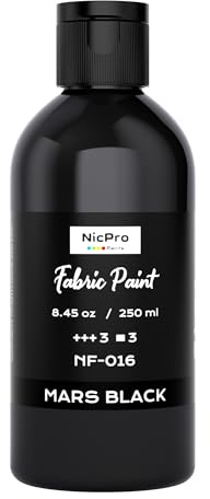 Nicpro Textilfarbe schwarz, 250 ml Stofffarbe Waschfest, weich Pigment, ungiftige schwarz Textilfarbe für Stoff, Handwerk, T-Shirts, Schuhe, Leder, Jeans, Taschen, Leinwand, Stofffarben für Erwachsene