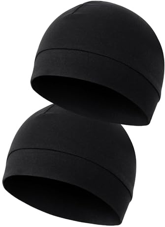 MELLIEX 2 Stück Fahrradmütze Unter Helm Baumwolle Laufmütze Multifunktionale Wintermütze Skull Cap Helmfutter für Herren Damen