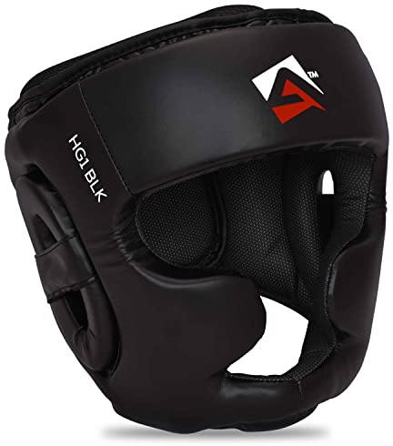 AQF Kopfschutz Boxen, Boxing Gesichtsschutz, MMA Kickboxen Kampfsport Helm, Muay Thai Schutzhelm, Box Training Headgear Schoner, Boxhelm Für Taekwondo, Sparring Karate, Schwarz Head Guard (M)