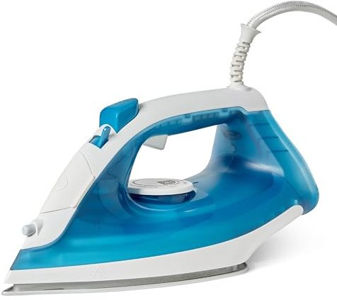 Amazon Basics Dampfbügeleisen mit antihaftbeschichteter Sohlplatte, 1800W, 20g kontinuierlicher Dampf, 200-ml-Tank, Blau