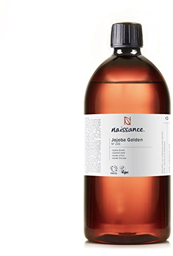 Naissance Jojobaöl Gold (Nr. 233) - 900ml - Kaltgepresst Gesichtsöl für Haare Wimpern Haut Körper Lippen - Hautpflege Pflegendes Gesicht Körperöl für Massage und Kosmetik