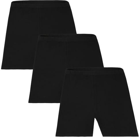 AOOWU Mädchen Gymnastik Turn Shorts, Sport Gym Dance Ballett Shorts, Mädchen Radlerhose, Unter Rock Unterhosen, Baumwolle, 3 Paar(150cm)