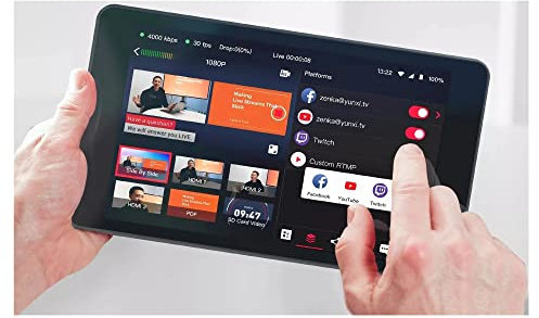 Audio-Video-Umschaltbox, Tragbarer Multi-Kamera-Encoder/Streamer-Umschalter/Monitor & Rekorder for gleichzeitiges plattformübergreifendes Streaming für PC, TV, Projektor, DVD/Blu-ray-Player (