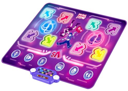 GuKKK Tanzmatte Kinder Spielzeug Geschenke 3-12 Jahre, Beleuchtete Musikmatte, Tanzmatte mit Musik Bluetooth 6 LED Leuchten, Weihnachten Geburtstags Spielzeug ab 3 4 5 6 7 8 9+ Jahre Mädchen Junge