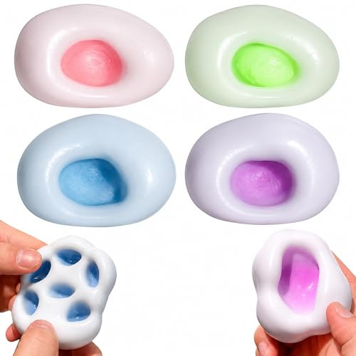 4 Pcs Trauben Stressball Traubenstress Ball Perlen-Stressball Kleines Perlen-Quetschball-Spielzeug Anti Stress Spielzeug Bälle zum Kneten, Drücken & Entspannen