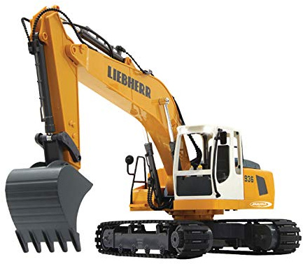 JAMARA 405060 Bagger Liebherr R936 1: 20 2,4GHz - realistische Funktionen (Entladen/Aufladen), jedes Gelenk einzeln steuerbar, 660° Turmdrehung, Metallschaufel, Motorsound, Hupe, Rückfahrwarnsound