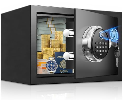 Biometrischer Tresor 18L mit Fingerabdruck – Digitaler Safe für Zuhause, Diebstahlsicherer Möbeltresor für Geld, Dokumente, Reisepass & Medikamente
