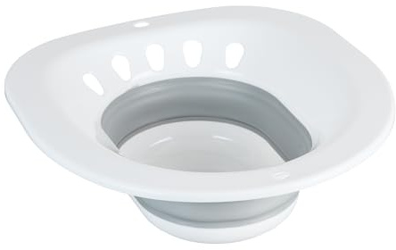Relaxdays Sitzbad für Toilette, faltbar, Sitzbadewanne HBT: 12x36x39 cm, Einsatzbidet Intimpflege, Kunststoff, weiß/grau