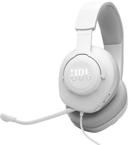 JBL Quantum 100M2 Kabelgebundenes Over-Ear Gaming Headset mit JBL QuantumSOUND Signature, 3,5-mm-Klinke, Multi-Plattform-Kompatibilität und abnehmbarem Mikrofon mit Stummschaltungsoption, Weiß