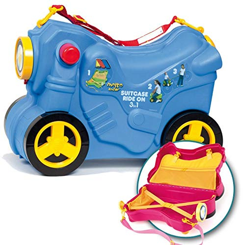 MOLTO | Kinderkoffer Molto Moto Blau Deluxe | Kinderreisekoffer, Kinderhandgepäck, Kinderhandgepäck, Lernspielzeug für Kinder, Für Kinder ab 36 Monaten