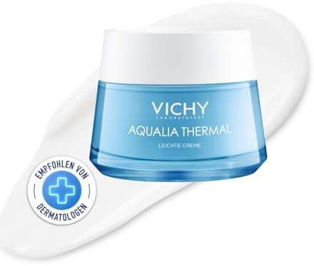 VICHY Leichte Feuchtigkeitspflege für normale bis trockene Haut, Aufpolsternd und hydratisierend, Mit Soforteffekt, Mit Hyaluron und Thermalwasser, Leichte Creme, Aqualia Thermal, 50 ml