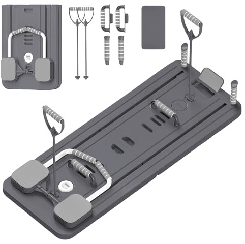Pilates Board, Multifunktionales Reformer Pilates Maschine für Zuhause | Faltbarer Pilates Reformer Board mit Bauchmuskeltrainer, Automatischer Rückprall und Spannseil, Pilates Reformer Set