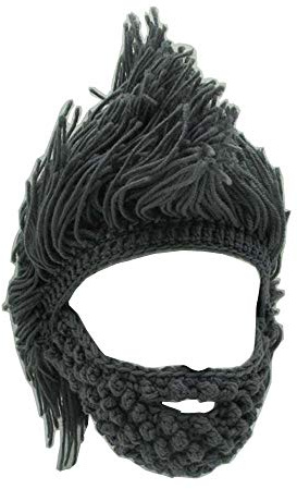 Metyou Perücke, Bartmütze, handgefertigt, gestrickt, warm, Wintermütze, Skimütze, für Damen und Herren Gr. Einheitsgröße