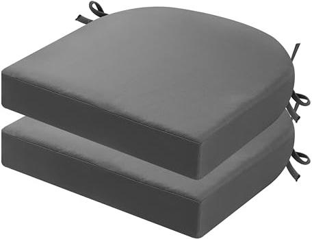 PRIMEPATIO Stuhlkissen für draußen, 2er-Set, Terrassenstuhlkissen für Gartenmöbel, wasserdicht, mit Bändern, Sitzkissen für draußen, Terrassenstuhlpolster, Esszimmerstuhl, 45x45, Anthrazit