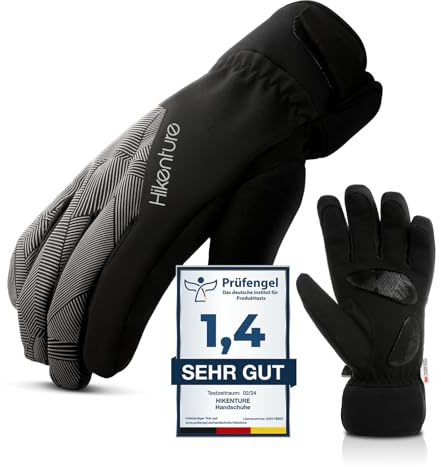 HIKENTURE Winterhandschuhe Wasserdicht Fahrradhandschuhe Winter Unisex | Mit 3M Thinsulate Isolierung, winddicht, warm, GEL-gepolstert & griffig, mit Touchscreen-Funktion für Fahrrad, E-Bike