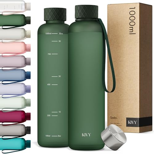 KIVY Trinkflasche 1l - Kohlensäure geeignet & Auslaufsicher - Für Sport, Schule & Büro- Trinkflasche Gym Flasche - Sporttrinkflasche - Fitness Trinkflaschen - Sportflasche 1 Liter, BPA Frei