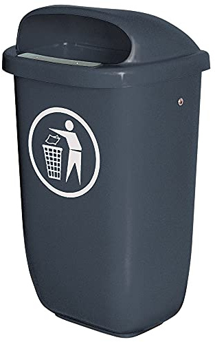 BRB Abfall- Behälter für den Außenbereich, Inhalt 50 Liter, nach DIN 30713 (anthrazit)