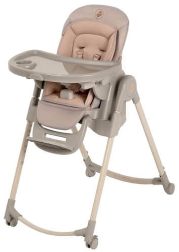 Maxi-Cosi Minla Plus Kinderhochstuhl Mitwachsend, 0–14 Jahre, 0–60 kg, Hochstuhl Baby, einer Hand drehbaren Tabletts, 4 Rädern, 9 Höhenstufen, 5 Neigungspositionen, kompakt faltbar, Elegance Terra