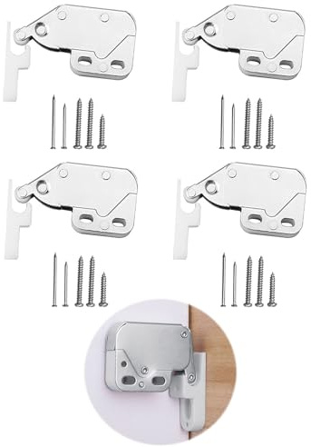 4 Stück Federschnäpper, Federriegel Schnappverschluss, Druckverschluss Tür, Möbel Schnäpper, Türschnapper Latch für Schranktüren mit Schrauben
